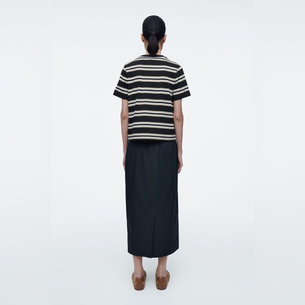 NEW COS CLEAN CUT REGULAR T-SHIRT in Beige/navy stripe - Picture 4 of 9